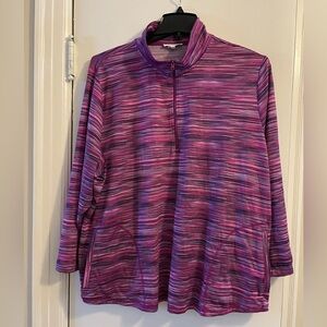 T by Talbots Multicolored Striped 1/4 Zip Pullover Top with Pockets Size…